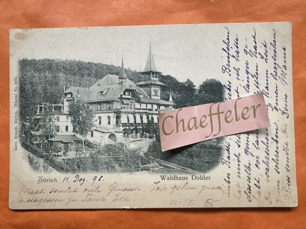 Cartoline postali: 1898 Zürich Waldhaus Dolder  – Usato da Zürich venduto da Chaeffeler