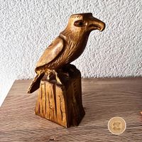 Adler Holz handgeschnitzt Vintage – Glasaugen – 17 cm
