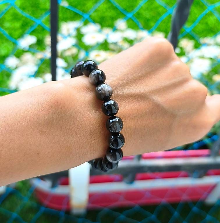 Bracciali & Braccialetti: Bracelet en Obsidienne Argentée 10mm – Usato da Ursy venduto da tan_8qdl 2