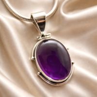Großer Amethyst Anhänger aus Silber 925 Sterlingsilber lila