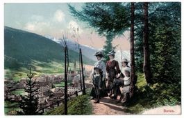 Davos, Familie mit Kindern und Zofe, gelaufen 1907