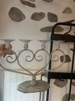 Kerzenständer Herzform 4 Arme Metall weiss shabby chic