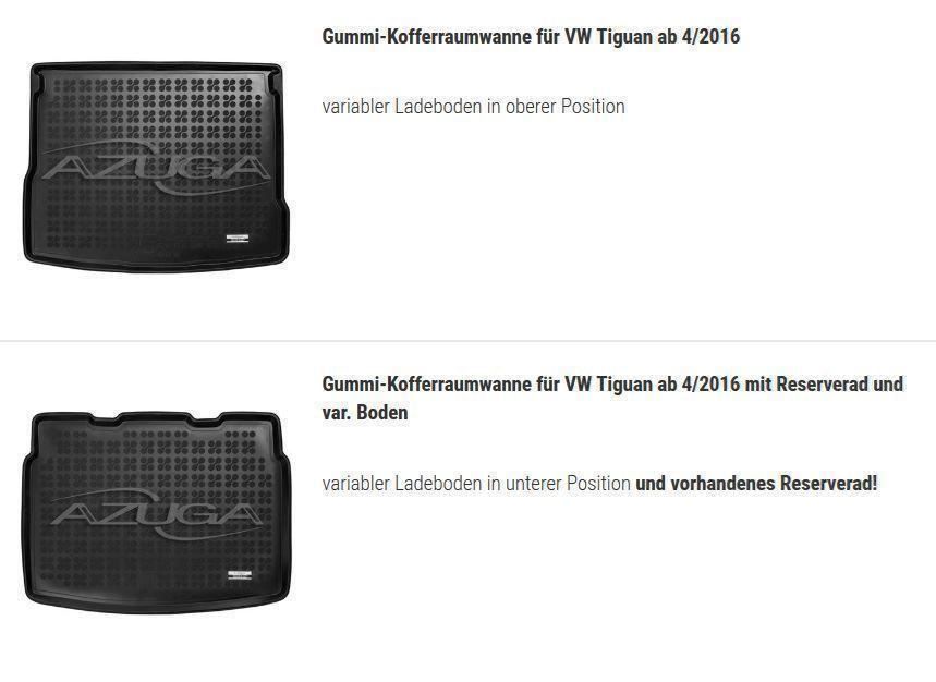 VW Tappeti & Tappetini: 3D Kofferraumwanne VW Tiguan ab 4/2016 – Nuovo e nell'imballaggio originale da Rielasingen-Worblingen venduto da Autogummimatten 3