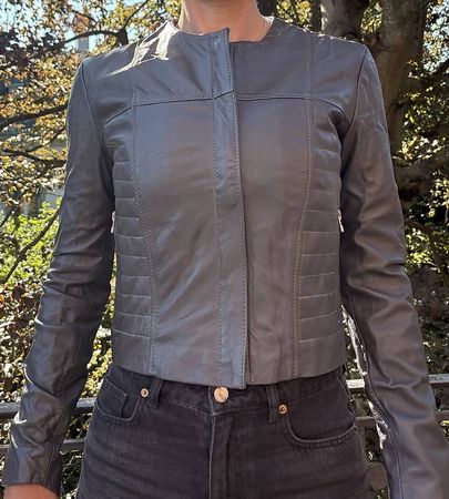Hochwertige Lederjacke grau