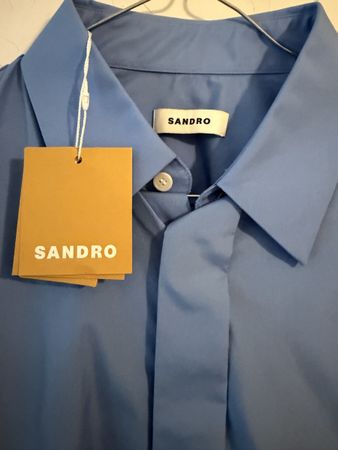 Camicia Sandro FW25 HIDDEN SHIRT blu taglia M