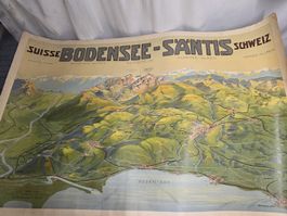 Alte Karte Bodensee S-Antis Schweiz 1913 Orell Fussli 