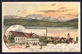 Meilen, Hotel Löwen mit Pferdekutsche, 