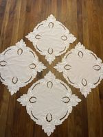 4x Stickerei Deckchen Platzsets rosa Vintage
