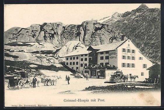 Ansichtskarten: AK Grimsel, Hospiz mit Postkutsche – Gebraucht aus Berlin von bartko-reher