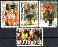 GUYANA 1988 OLYMPIADE MEDALLIENGEWINNER GESTEMPELT -AB49B