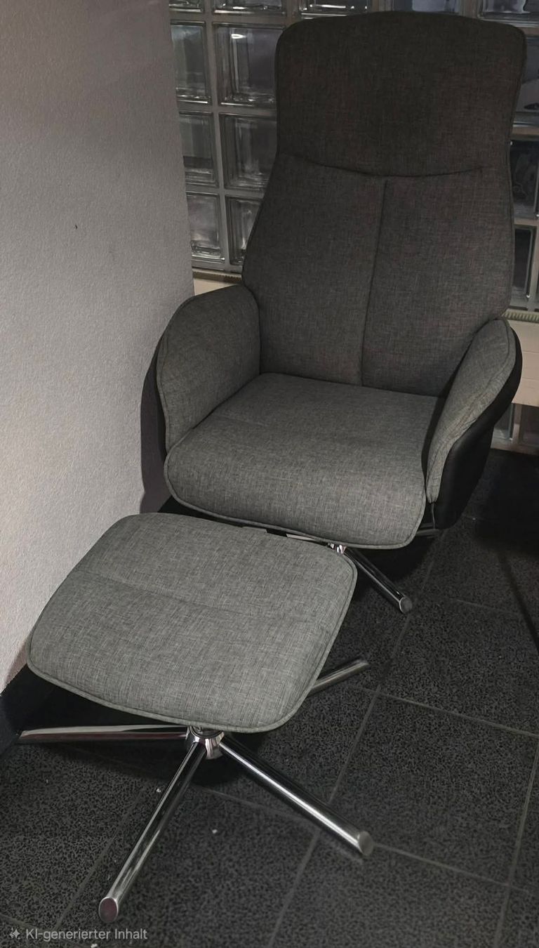 Sessel: SECOND HAND Sessel mit Fusshocker grau – Gebraucht aus Seuzach von Verano_2026