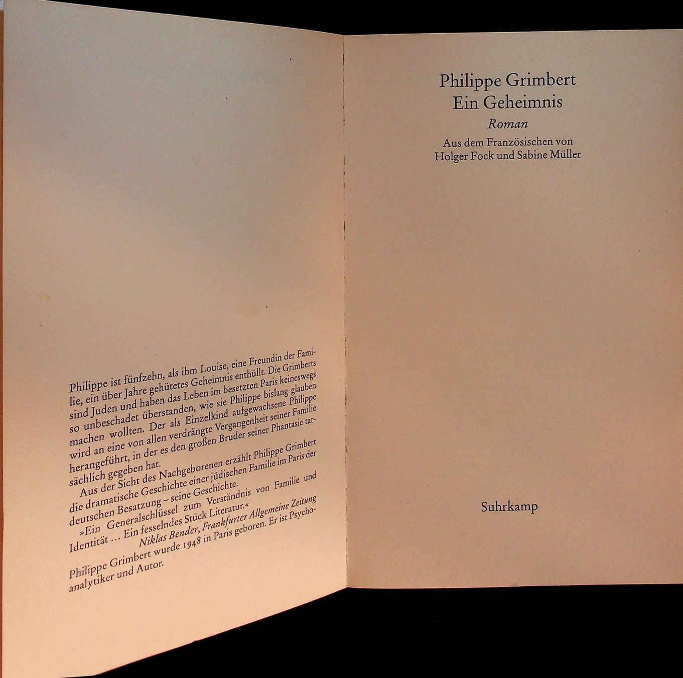 Bücher: Philippe Grimbert Ein Geheimnis suhrkamp 11.Aufl. 2015 – Gebraucht aus Reitnau von Zaomir 2