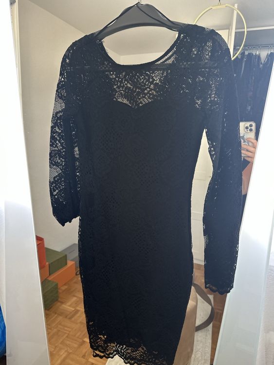 Robe De Soirée Noire En Dentelle – R&M Richards – Taille 12 – Occasion Très Bon état