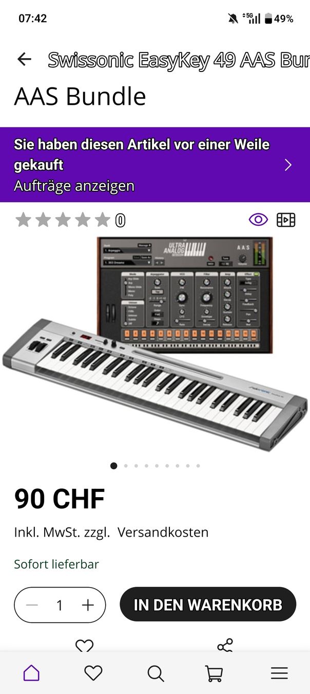 Instruments de musique: Swissonic Easy Key 49 AAS  Bundle – Neuf avec emballage d'origine à Richterswil par Tip3