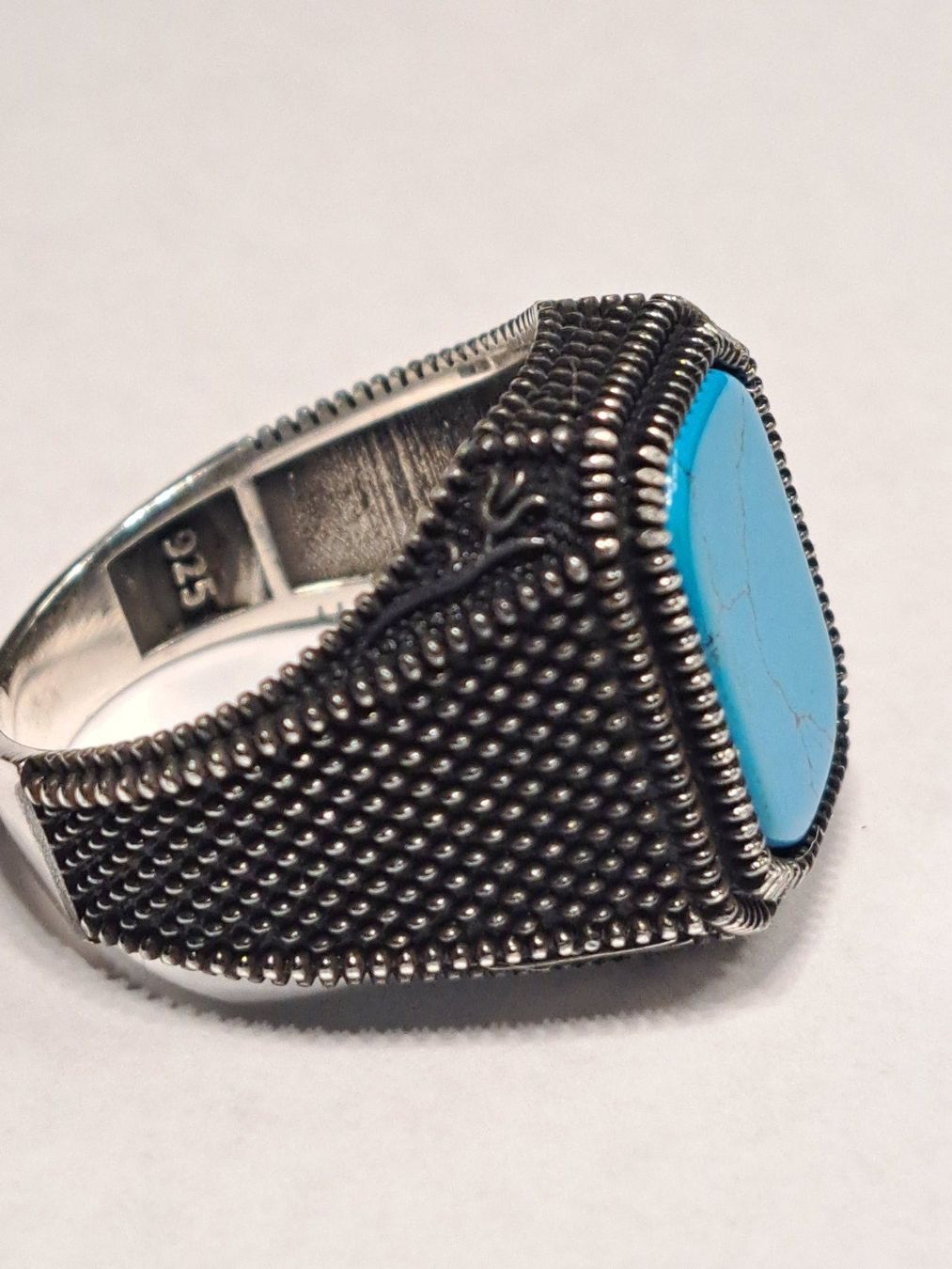 Ringe: 0015 - Bague en argent, Turquoise, taille 61 – Neu und originalverpackt aus Neuchâtel von NIDAVELIR 1