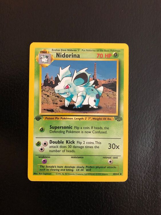 Rare Pokemon Cards Pokmon Jungle Set Nidorina #40/64 Card  Near Mint  Condition Near Mint Condition Pokemon