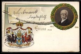 Litho Portrait von Bismarck, Wappen, Gan