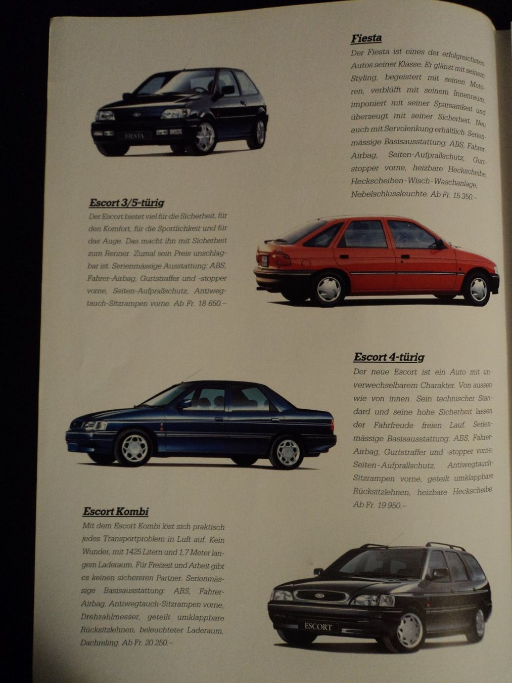 Ford Dokumente: Prospekt Ford Range ca. 1994 mit Escort RS Cosworth – Gebraucht aus Schwarzenburg von modelCARama 3