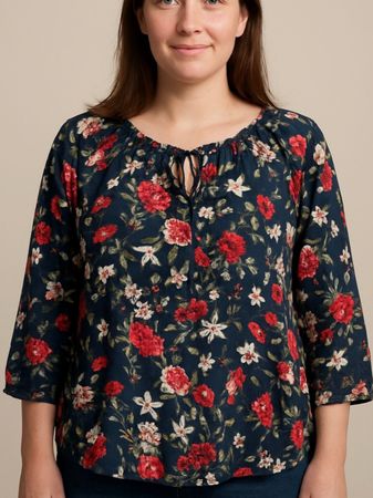 Bluse Gr. 40 Tunika Blumen floral 101 Rosen Blumen Frühling