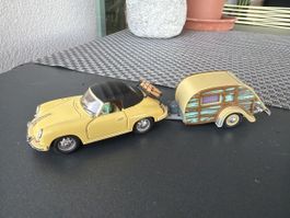 Porsche 356 mit Wohnwagen - 1/43 - Schuco