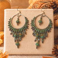 Ohrringe handgemacht, grün-bronze, Boho, Unikat