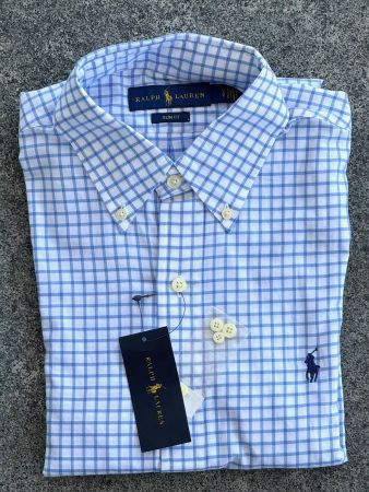 NEU - Ralph Lauren Hemd, Slim Fit, Blau Kariert, Gr. S - NEU