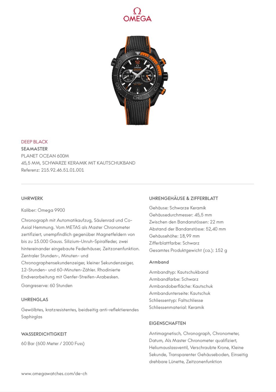 Omega Orologi: OMEGA Seamaster Planet Ocean Deep Black Fullset mit Garantie – Usato da Birsfelden venduto da Mynos 8