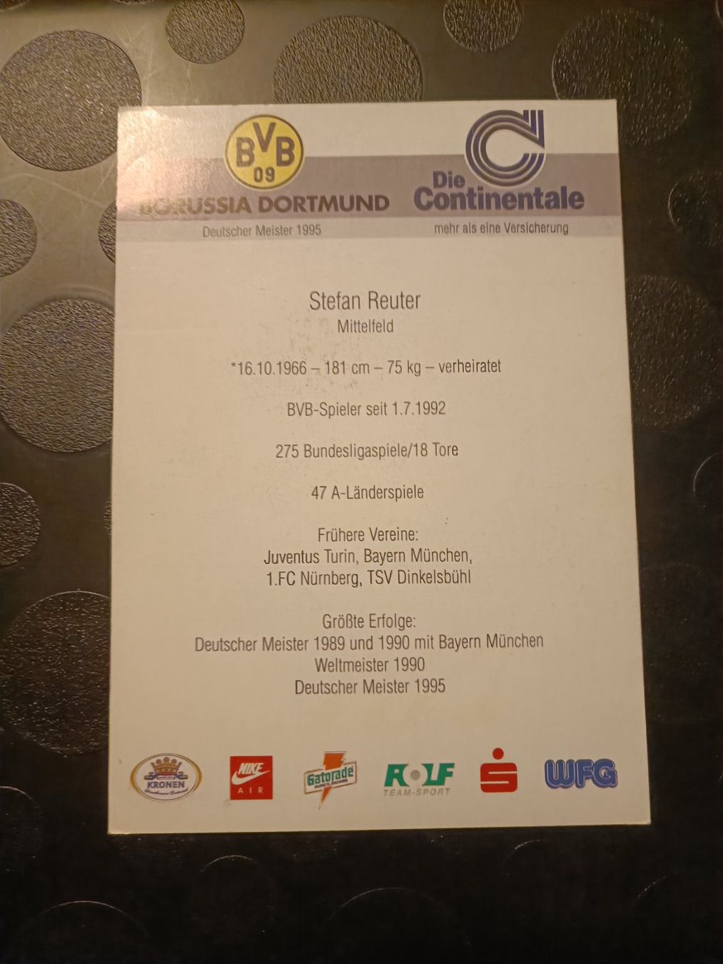 Autogramme: Stefan Reuter - BVB 95/96- Borussia Dortmund – Gebraucht aus Menziken von Artographs 1