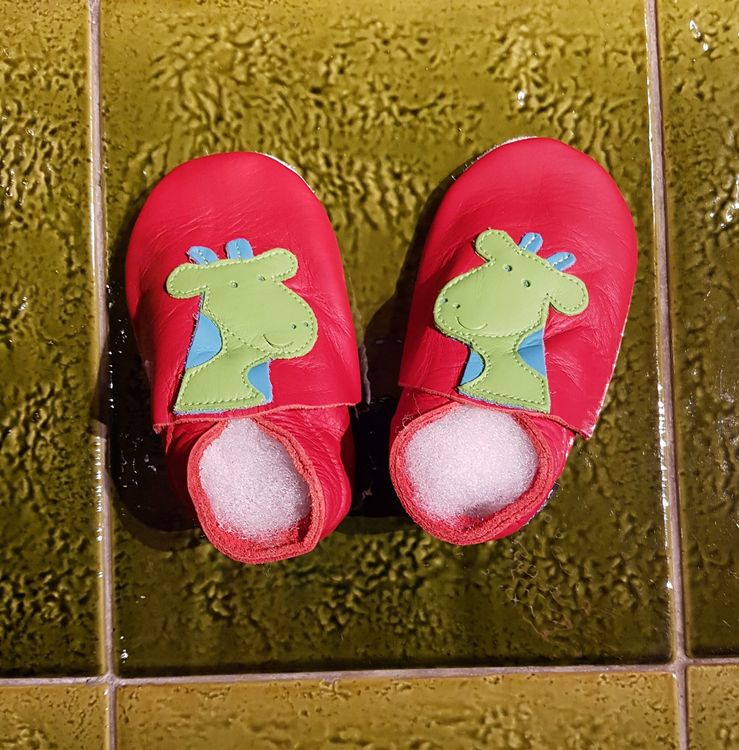 Chaussons Bébé Bobux Soft Soles Girafe - Cuir Souple, Semelle Daim, Pour Nouveau-Nés Et Bébés Rampeurs