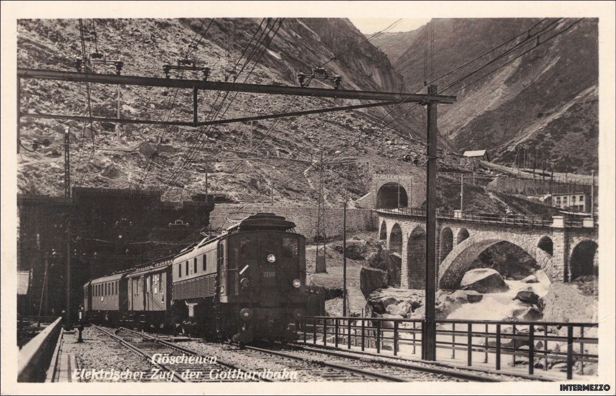 Cartoline postali: Göschenen Gotthardbahn Elektr. Zug Bahn – Usato da Basel venduto da intermezzo12