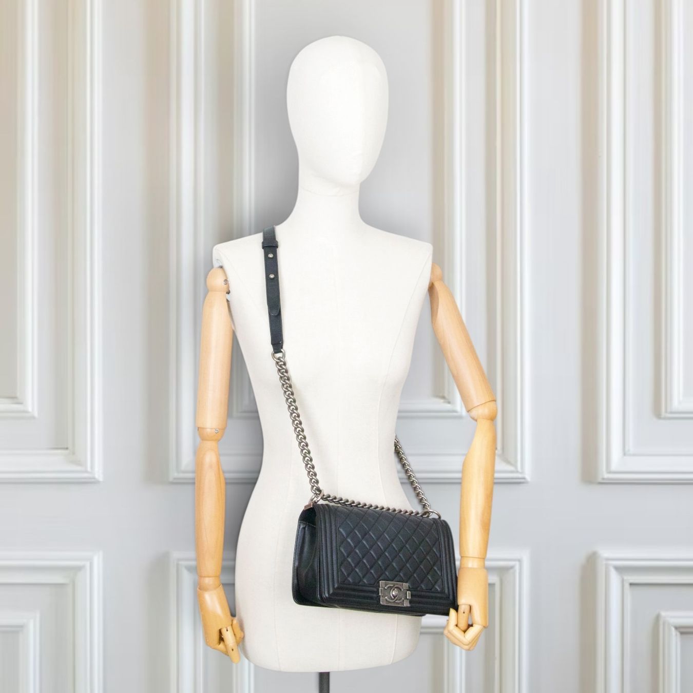 Chanel Borse da donna: Chanel Medium Boy schwarz RHW – Usato da Binningen venduto da Designerlabels 1