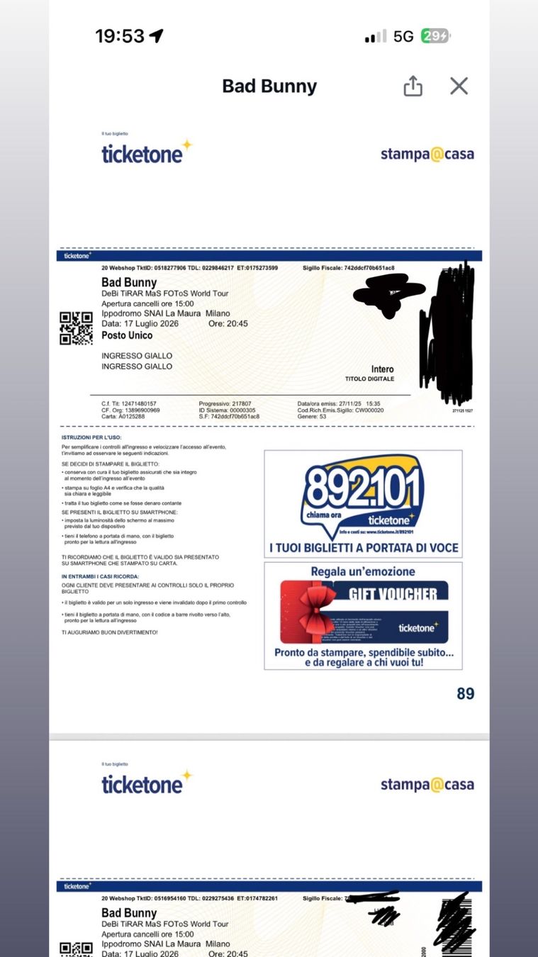 Biglietti: BadBunny Tickets Milano – Nuovo e nell'imballaggio originale da Steinhausen venduto da gra_v67l 1
