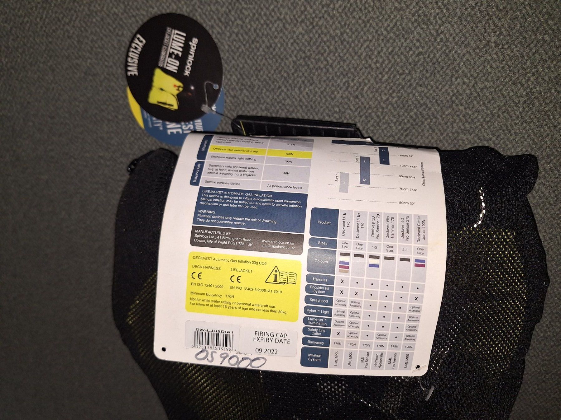 Schwimmwesten: Spinlock deckvest 5D automatische Rettungsweste schwarz NEU – Neu und originalverpackt aus Zürich von Baer21 5