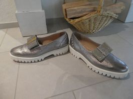 PERTINI echt Leder Slipper silber-weiss Gr. 40 - 400007