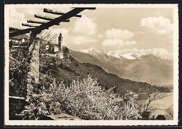 Cartoline postali: AK Ronco, Panorama mit Bergen, 1945 – Usato da Berlin venduto da bartko-reher