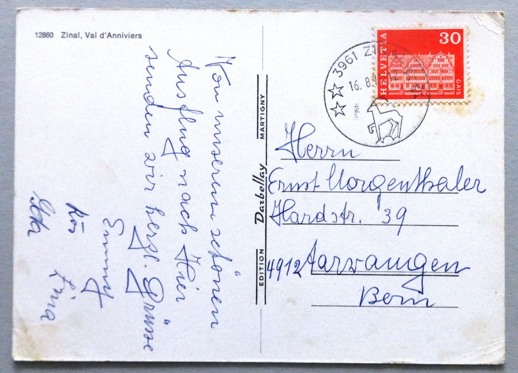 Cartoline postali: Zinal, Val d' Anniviers – Difettoso da Fétigny venduto da Billy2miny 1