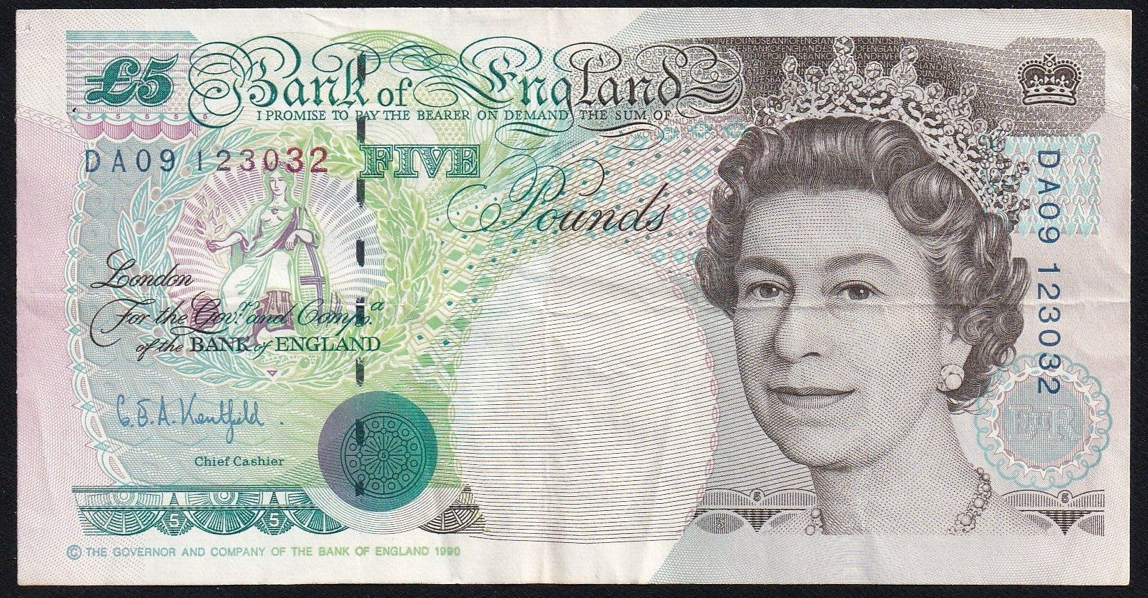 Billets de banque: England 5 Pounds 1993 – D'occasion à Brugg AG par banknoten_muesli