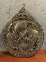 Vintage Ornate Brass Plate with Peacock Design - Unique!
