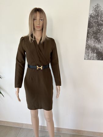 Khaki elegant vintage dress size S