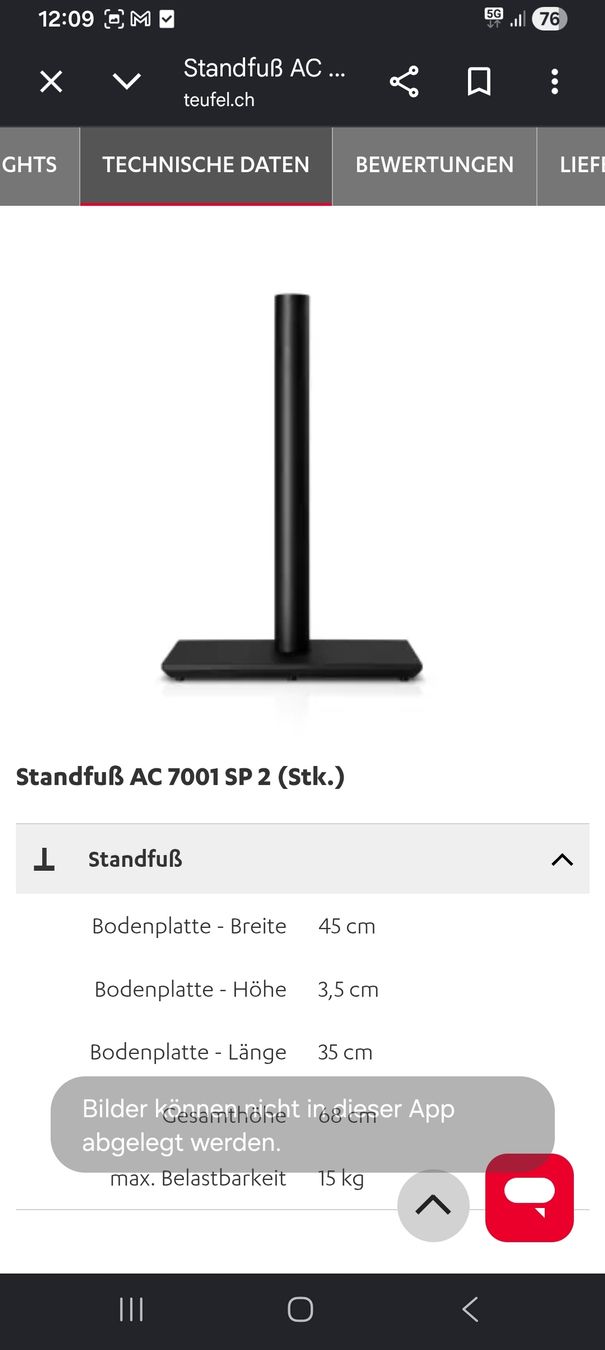 Supporti a parete: Teufel Stand AC 7001 SP2 – Nuovo e nell'imballaggio originale da Gontenschwil venduto da meili61 3