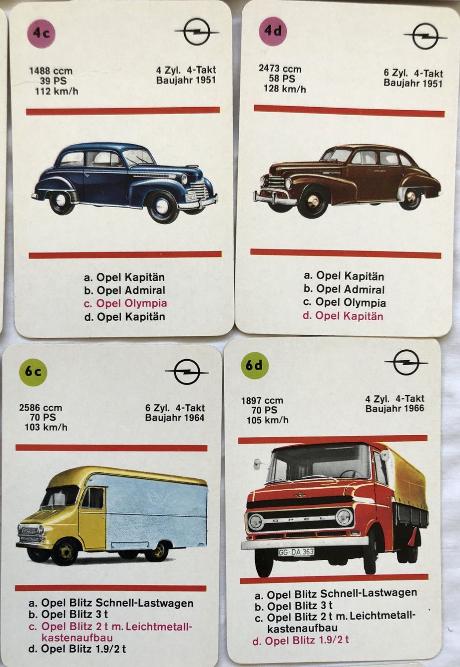 Giochi: Quartett - OPEL einst bis jetzt - ca.1969 – Usato da Schaffhausen venduto da durruti 4