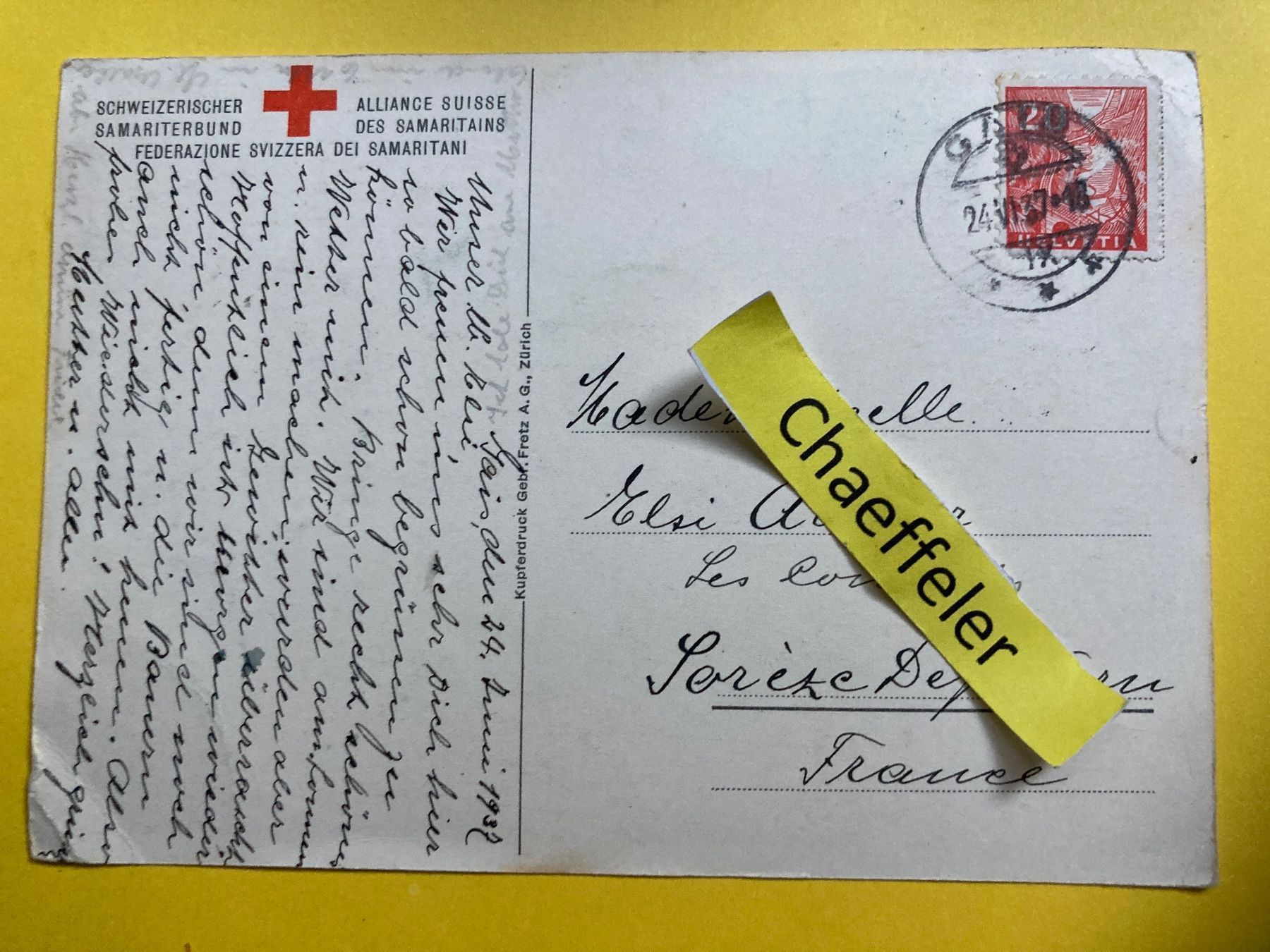 Cartes postales: 1937 Gotthardbahn – Défectueux à Zürich par Chaeffeler 2