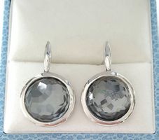 Silber 925 Ohrringe mit Bergkristall (Rhodiniert) - NEU