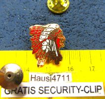 INDIANER HÄUPTLING USA SCHMUCK-PIN ENAMEL GOLDIG