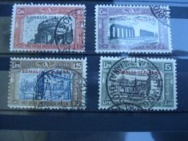 4 alte Marken Italien, Überdruck Somalia Italiana, o