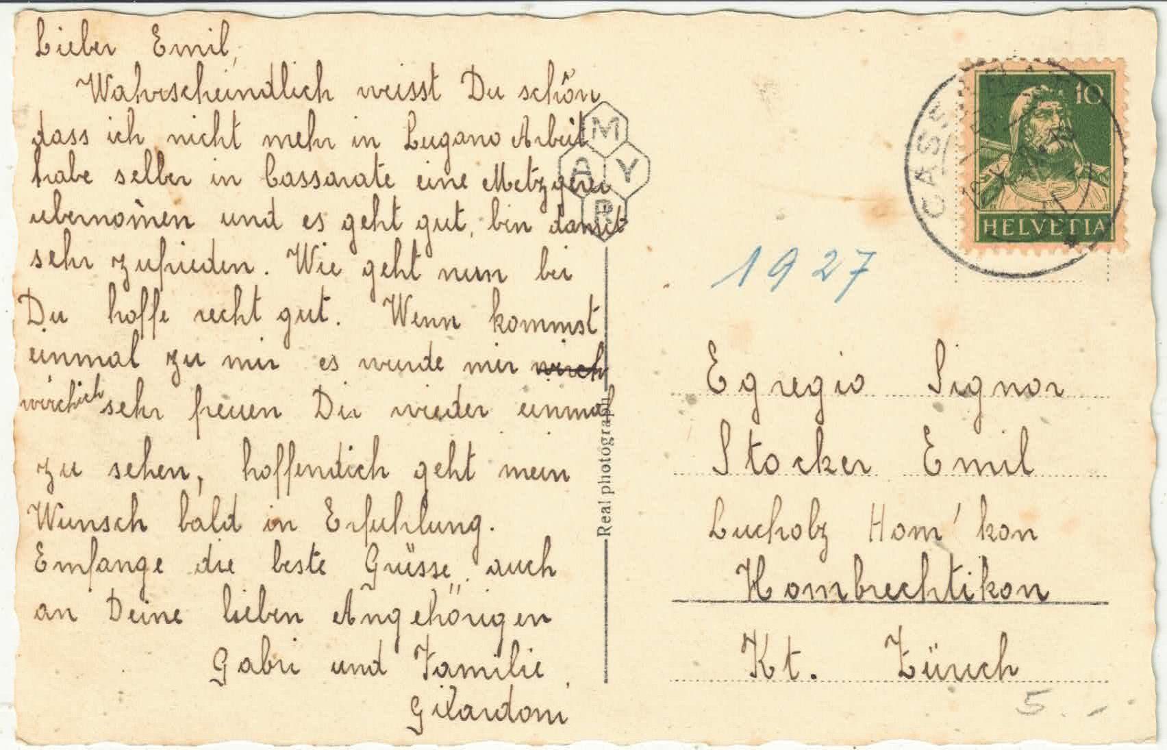 Cartoline postali: Lago di Lugano - Cassarate – Usato da Ettingen venduto da Kartenplanet 1