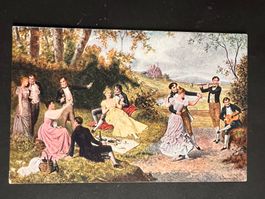 Postkarte Tanz im Park ca. 1900 ungebraucht (P202)
