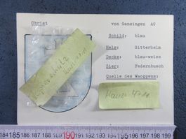 FAMILIENWAPPEN " OBRIST GANSINGEN AG KARTE ca.15x10cm