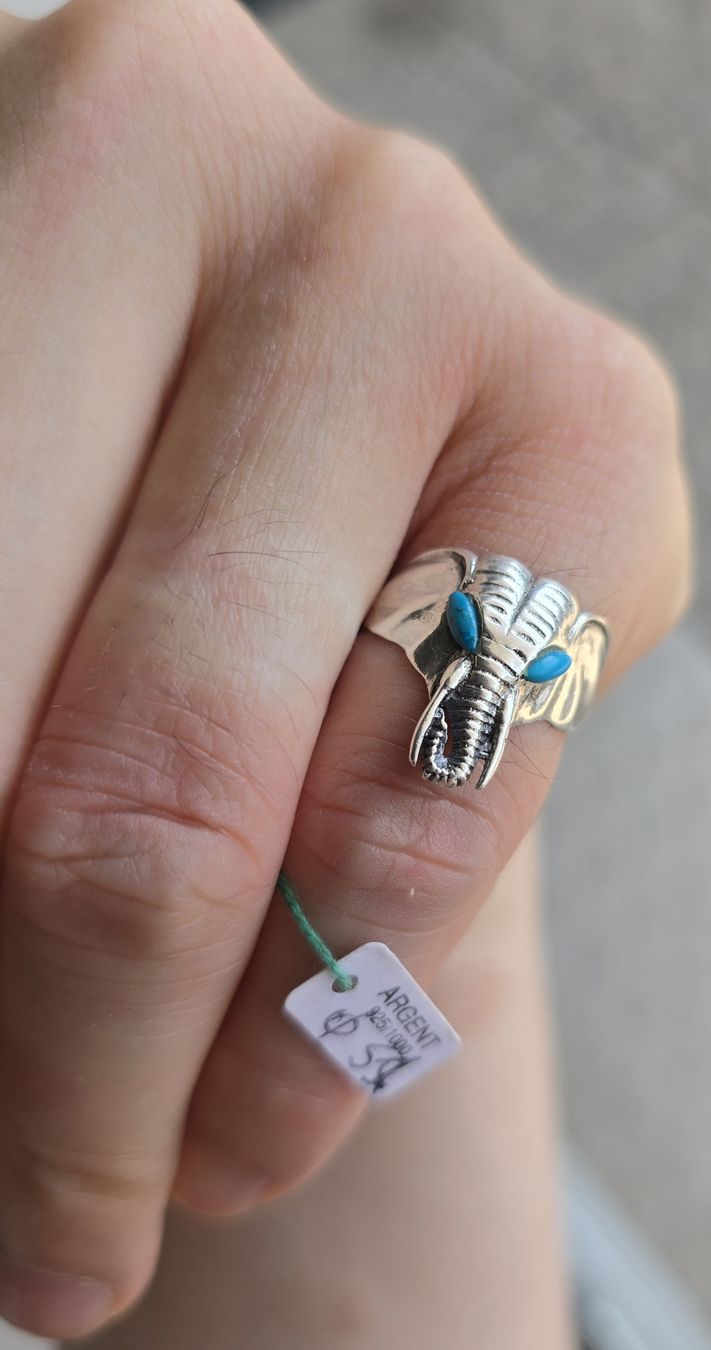Anelli: Vintage Ring Glücksbringer "Türkis-Elefant" 925 Silber – Usato da Basel venduto da ALEXANDER4056 9