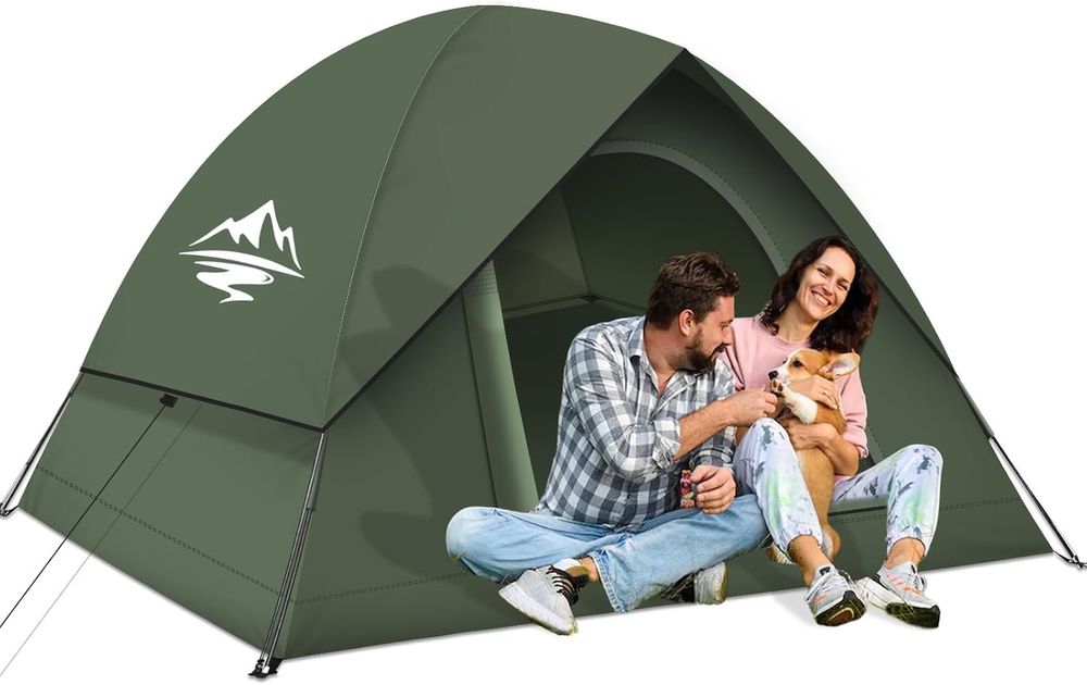 Tragbares Campingzelt Für 1–2 Personen – Wasserabweisend, Fiberglasgestänge, Inkl. Tragetasche & Regenplane